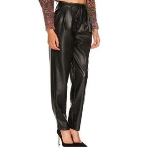 NWT MOTHER Black The Twisty Tie Bounce Faux Leather Hover Pants